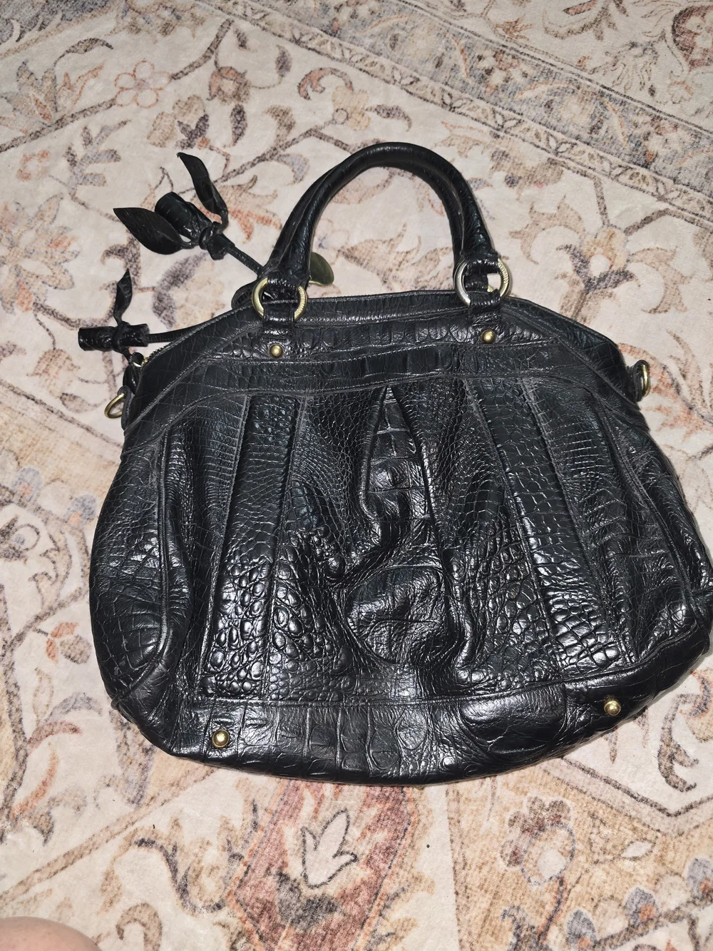 Brahmin Louise Rose Croc-Embossed Leather Satchel Handbag